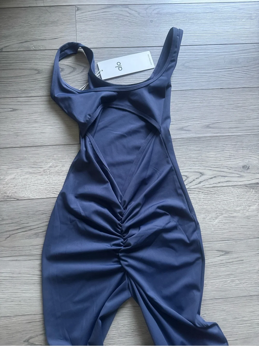 Navy Ruched-Back Jumpsuit - Picture 8 of 8